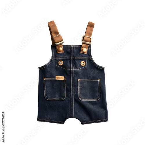 Baby Boy Denim Overalls with Brown Straps