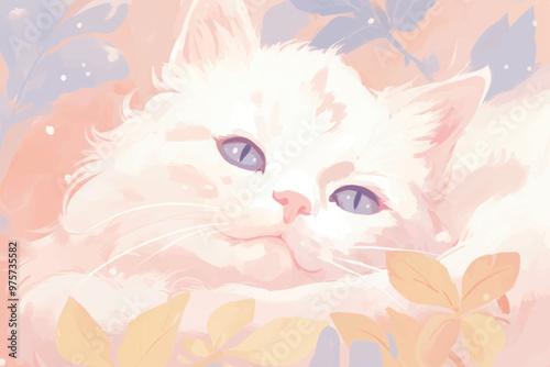 Serene pastel feline portrait