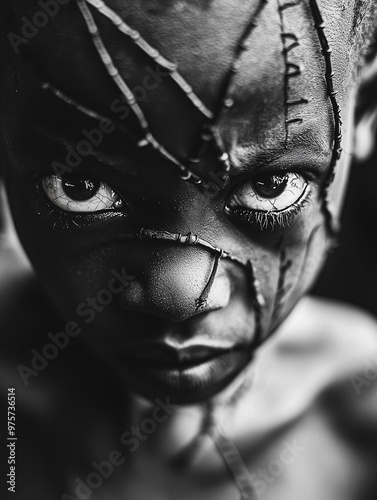 A close-up of a scary paint...