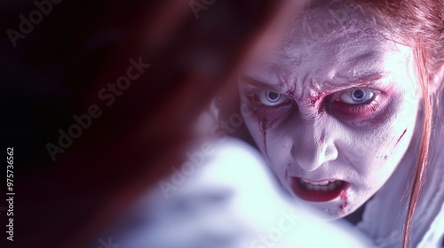 A close-up of a scary paint...