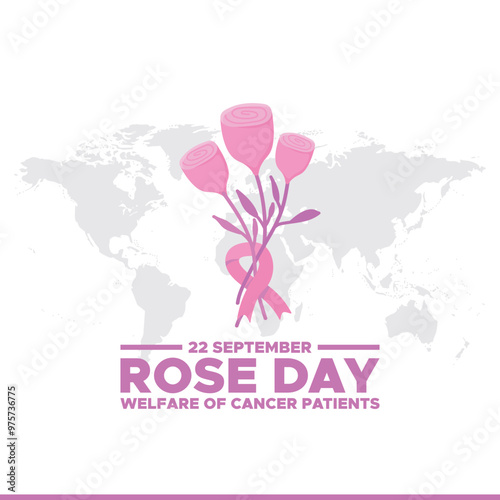 rose day,welfare of cancer patients,22 September, stock illustration, vector file, banner design, social media post design, eps file.