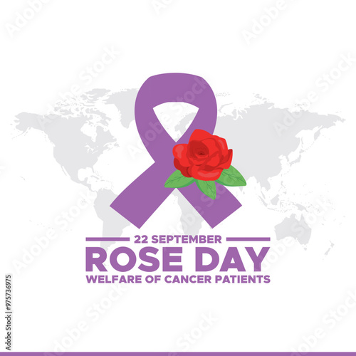 rose day,welfare of cancer patients,22 September, stock illustration, vector file, banner design, social media post design, eps file.