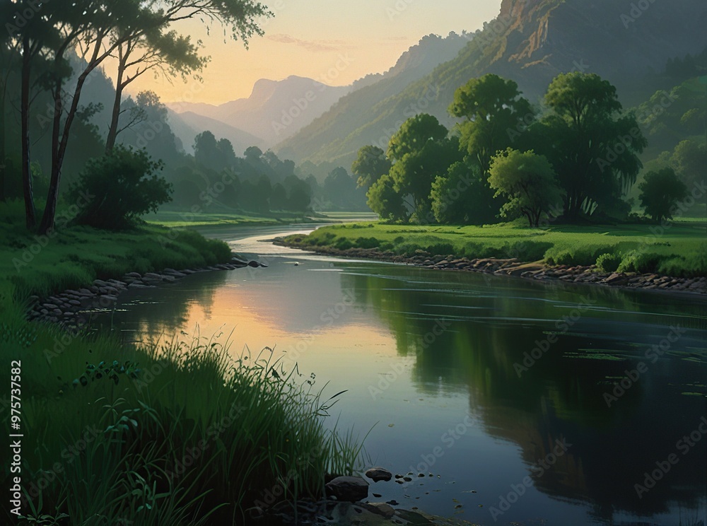 Obraz premium sunrise over the river