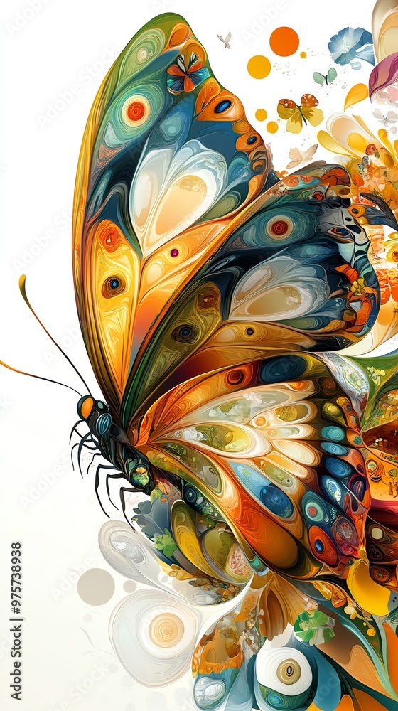 Abstract colorful butterfly with swirling wings. Abstract colorful butterfly with swirling wings.