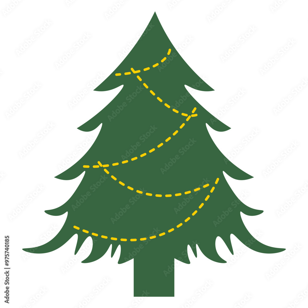 Fototapeta premium Christmas Tree Illustration with Flat Cartoon Design. Isolated Vector.