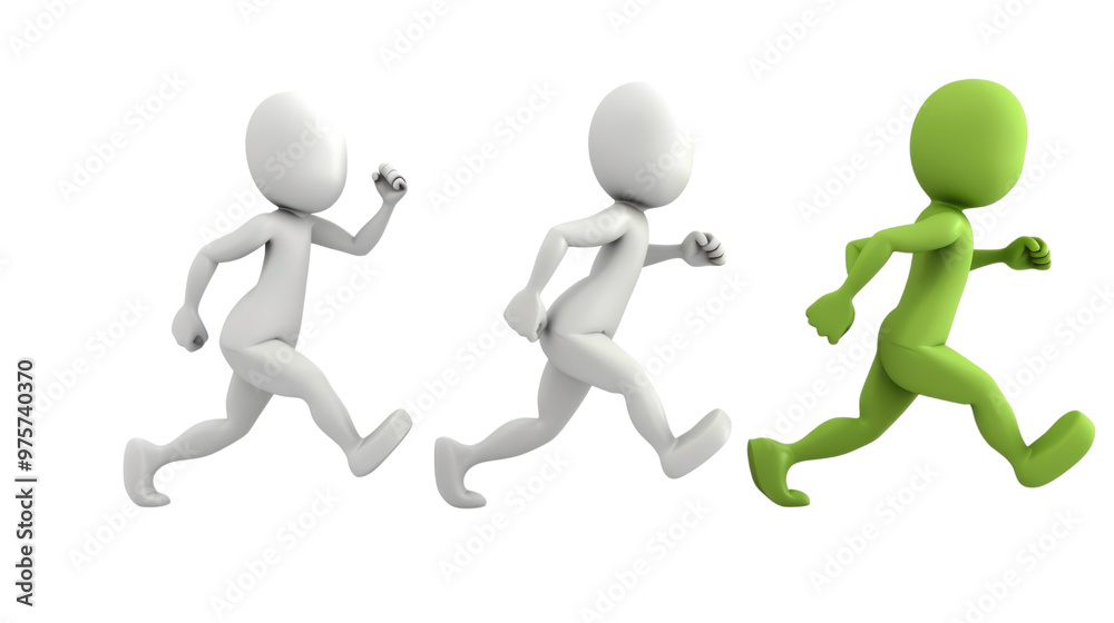 3d characters white humans team running on transparent background 3d characters white humans team running on transparent background