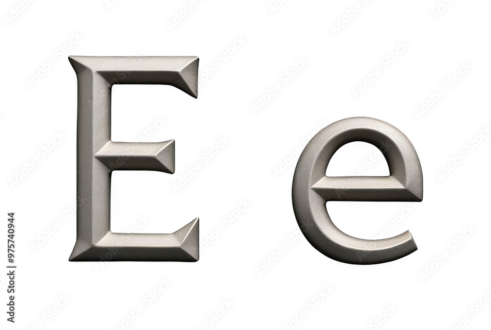 3D Silver Letter E Typography, Metallic Uppercase and Lowercase Alphabet Character Design - Transparent Background Cutout, PNG File 3D Silver Letter E Typography, Metallic Uppercase and Lowercase Alphabet Character Design - Transparent Background Cutout, PNG File