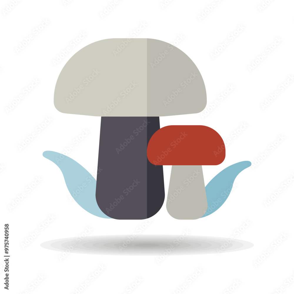 Forest mushrooms with a green grass vector icon Forest mushrooms with a green grass vector icon