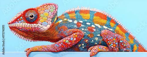 A vibrant chameleon displaying stunning colors and unique patterns, showcasing its adaptive abilities in a captivating way. photo