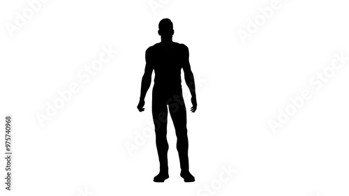 3D render : a single silhouette male character is talking with annoyed expression
