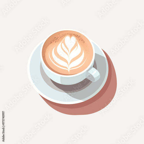 Latte art in white cup