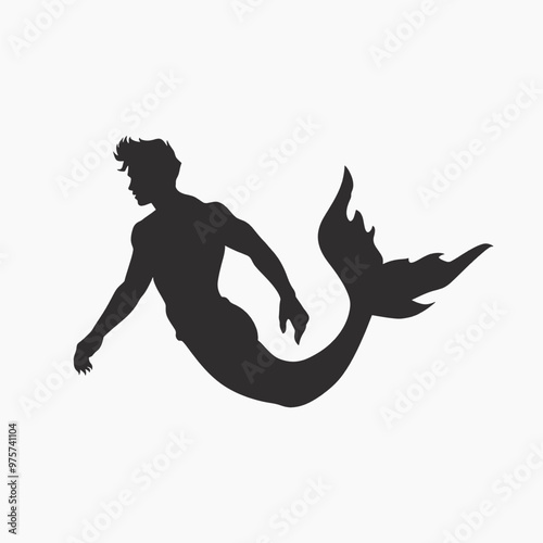 Silhouette merman fantasy illustration