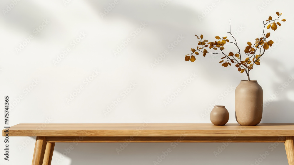 Solid teak wood dining bench with a smooth, natural grain, positioned next to a long wooden table in a modern dining room. [Teak bench], [minimalism, natural] 