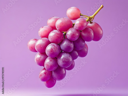 Fresh bunch of purple grapes against a vibrant purple background, showcasing their natural beauty and delicious appeal.