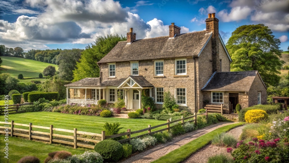 A classic farmhouse nestled in the countryside. A classic farmhouse nestled in the countryside.