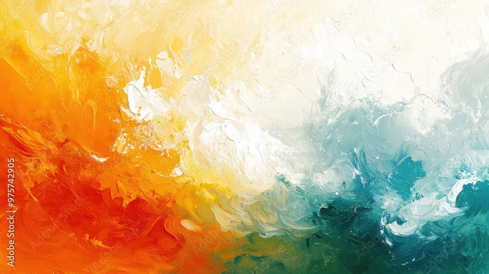 Fototapeta premium Vibrant abstract art featuring warm orange and cool teal hues, conveying emotion and creativity in a beautiful blend.