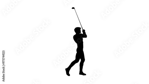 3D render : silhouette  golfer taking a swing with a golf club, front view
