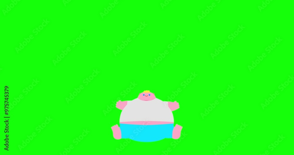 Funny 2d animation character on green screen background Funny 2d animation character on green screen background