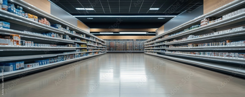 Fototapeta premium Economic Downturn Concept: Empty Store Shelves Reflecting Consumer Decline Amid Recession