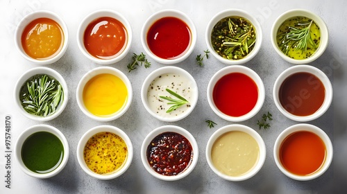 Assortment of Colorful Dipping Sauces