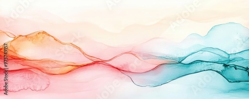 Subtle shifts in wet paint, fluid movement, soft abstract design, calming hues, Watercolor style
