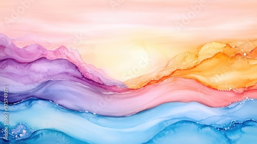 Water-drenched brushstrokes, subtle fluid motions, soft abstract layers, wet paint blending, Watercolor style