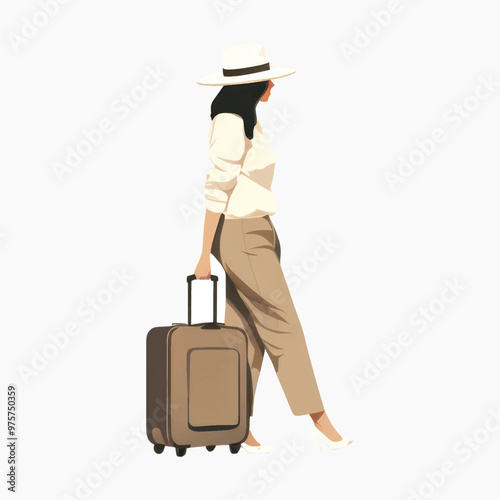 Woman traveling with suitcase