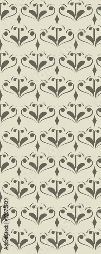 A repeating floral pattern with abstract designs in muted colors.