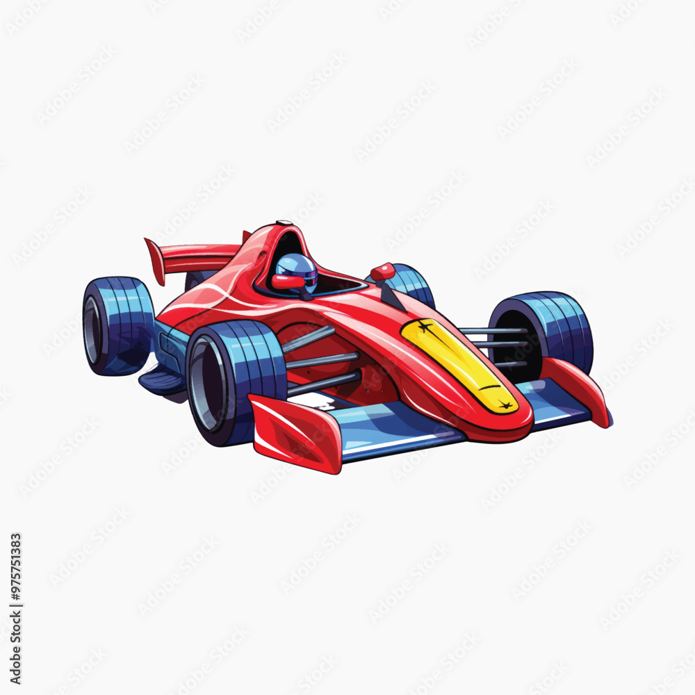 Obraz premium Red cartoon racing car illustration