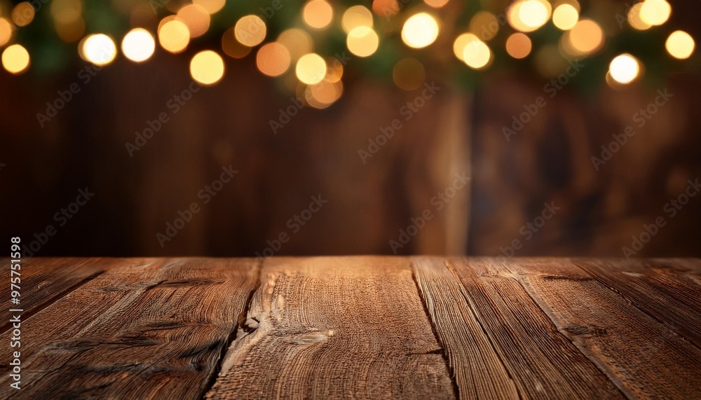Rustic wood Christmas background with depth of field for a cozy and warm holiday ambiance Rustic wood Christmas background with depth of field for a cozy and warm holiday ambiance