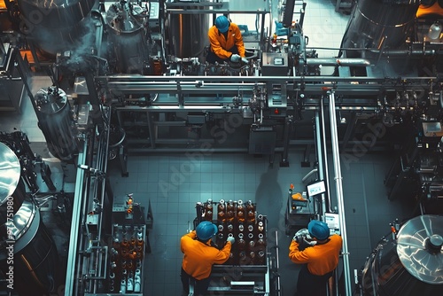 Factory Workers Operating Machinery photo