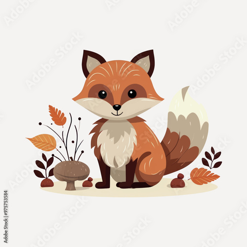 Cute autumn fox illustration design