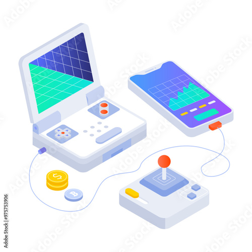 Retro console icon in isometric style

