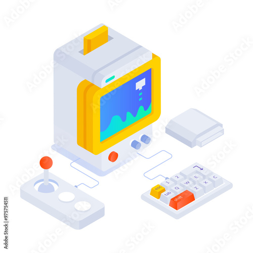 Video game icon in isometric style