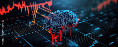 AI brain connected to realtime stock market data feeds, neural t