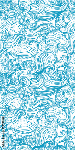 A swirling wave pattern in turquoise, ideal for backgrounds or textile designs.