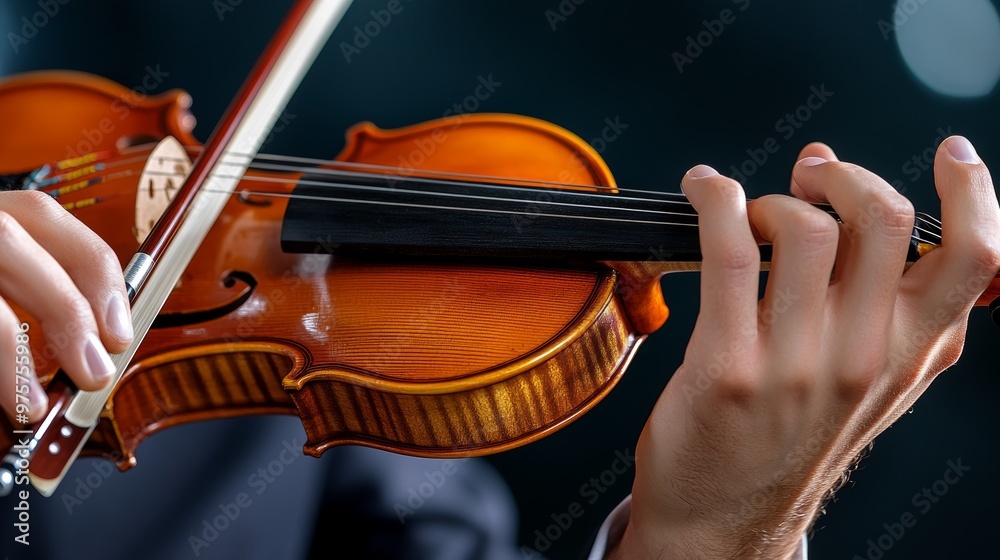 Closeup Violinist Playing Violin Music Performance Closeup Violinist Playing Violin Music Performance