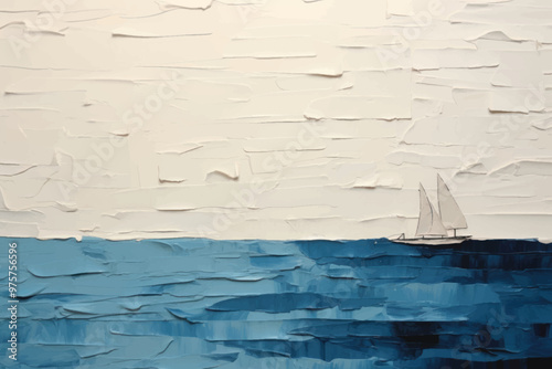 Minimal simple sea art watercraft sailboat
