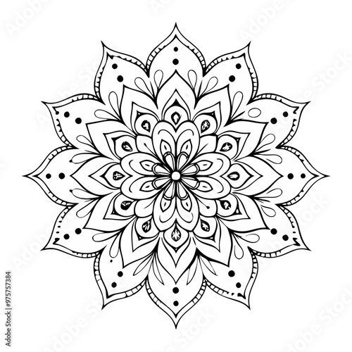 Diwali Rangoli Floral Mandalas on White Background