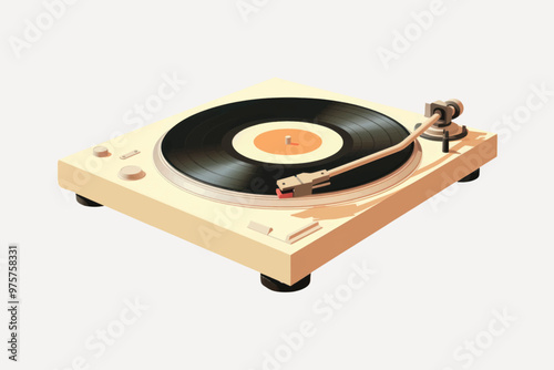 Vintage turntable playing vinyl record