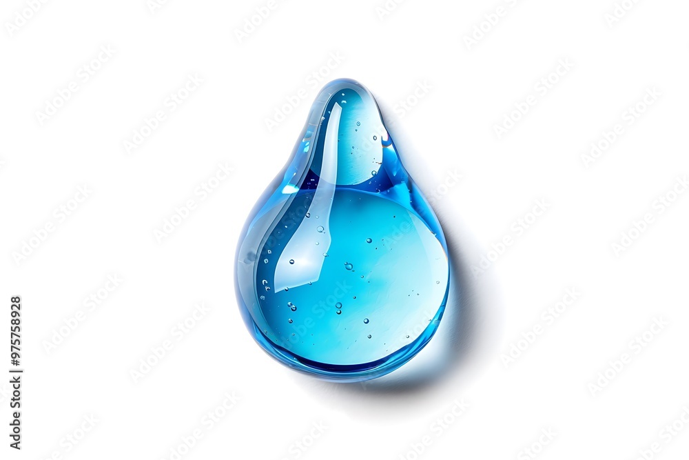 Fototapeta premium A clear glass drop of water natural isolated on white background