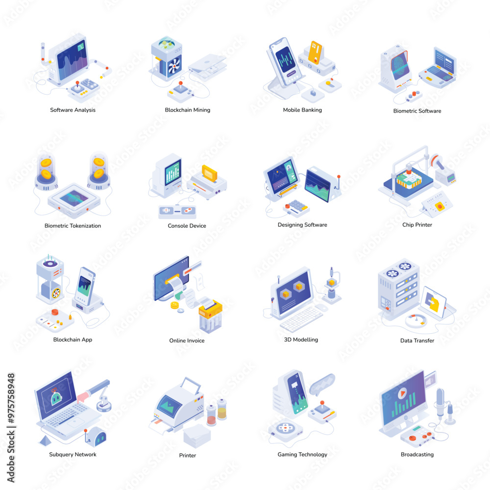 Basic RGBCollection of Isometric Style Technology Icons Basic RGBCollection of Isometric Style Technology Icons