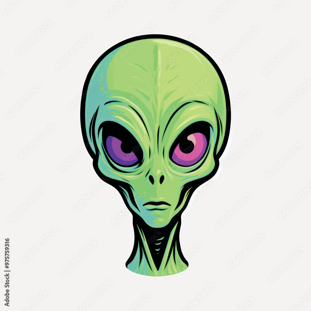 Green alien head illustration Green alien head illustration