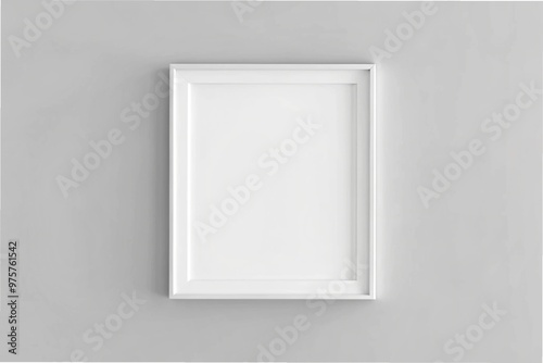 Blank white photo frame template hanging on the wall 