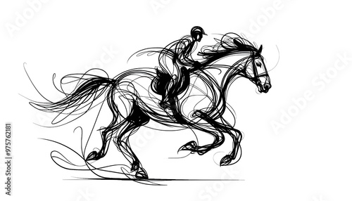 Wallpaper Mural Sketch of a rider on horseback in motion Torontodigital.ca