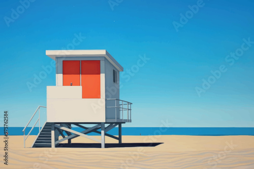 Modern lifeguard tower beach