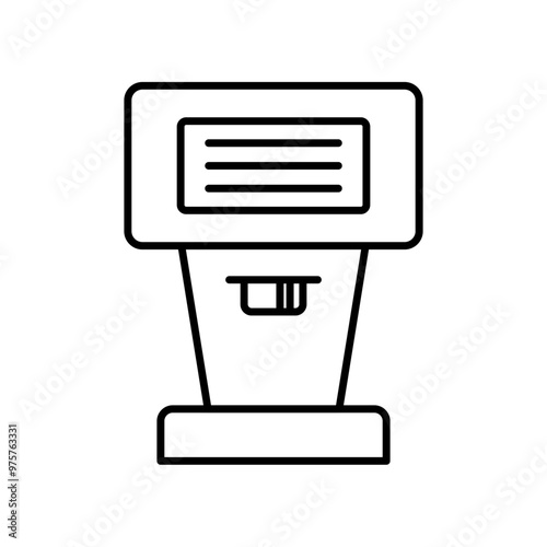 airport check-in terminal icon, self service machine symbol. line vector isolated on white background. trendy and modern design