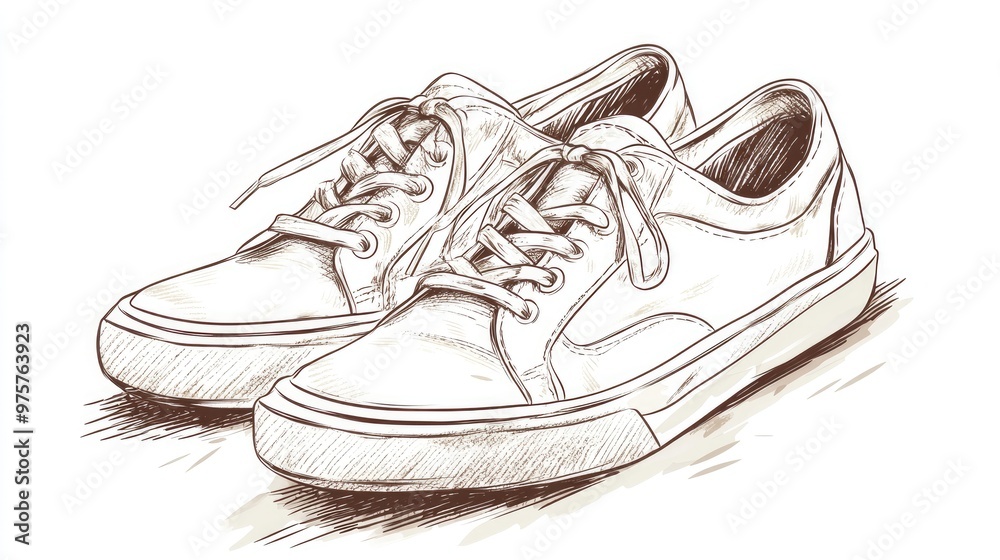 Hand drawn sketch of a pair of canvas sneakers.