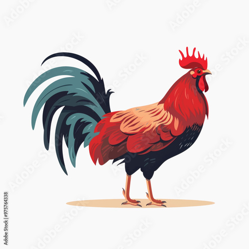 Colorful rooster illustration art