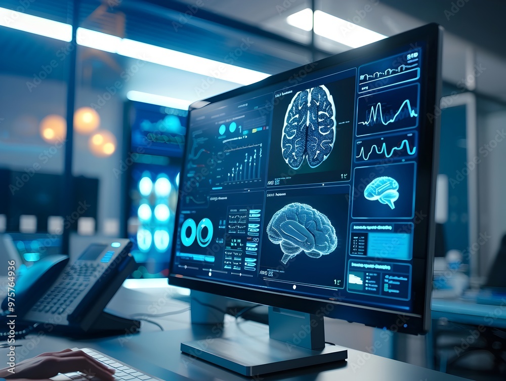 AI Powered Medical Diagnostic Tool Displaying Comprehensive Patient Data Analysis on Computer Screen AI Powered Medical Diagnostic Tool Displaying Comprehensive Patient Data Analysis on Computer Screen